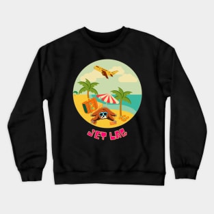 Funny sloth lying jet lagged on the beach Crewneck Sweatshirt